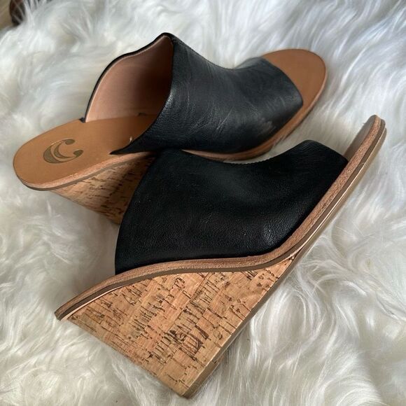 Charming Charlies black peep toe wedge cork heel - Picture 6 of 9